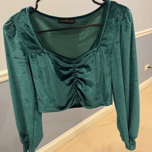 Velvet Green Crop Top Size M